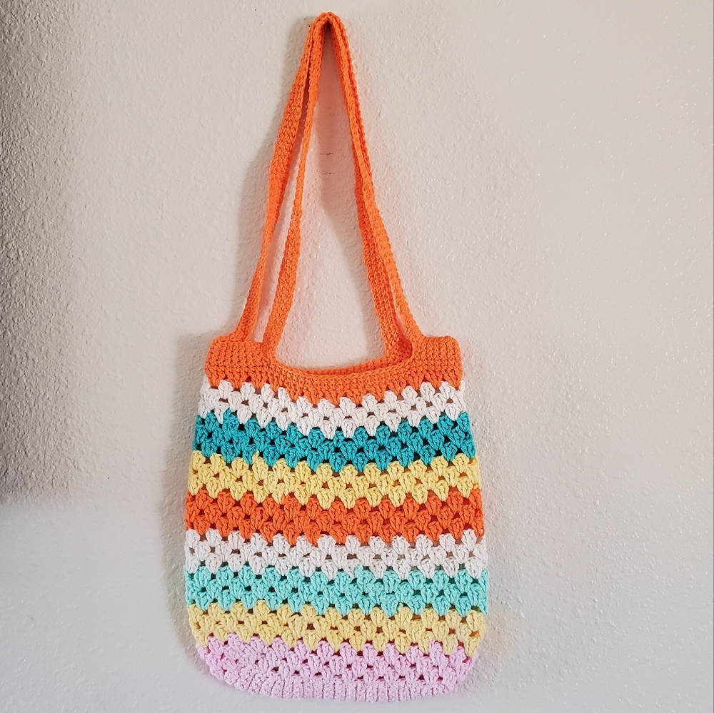 Crochet Knit Retro Tote Beach Bag Handmade
